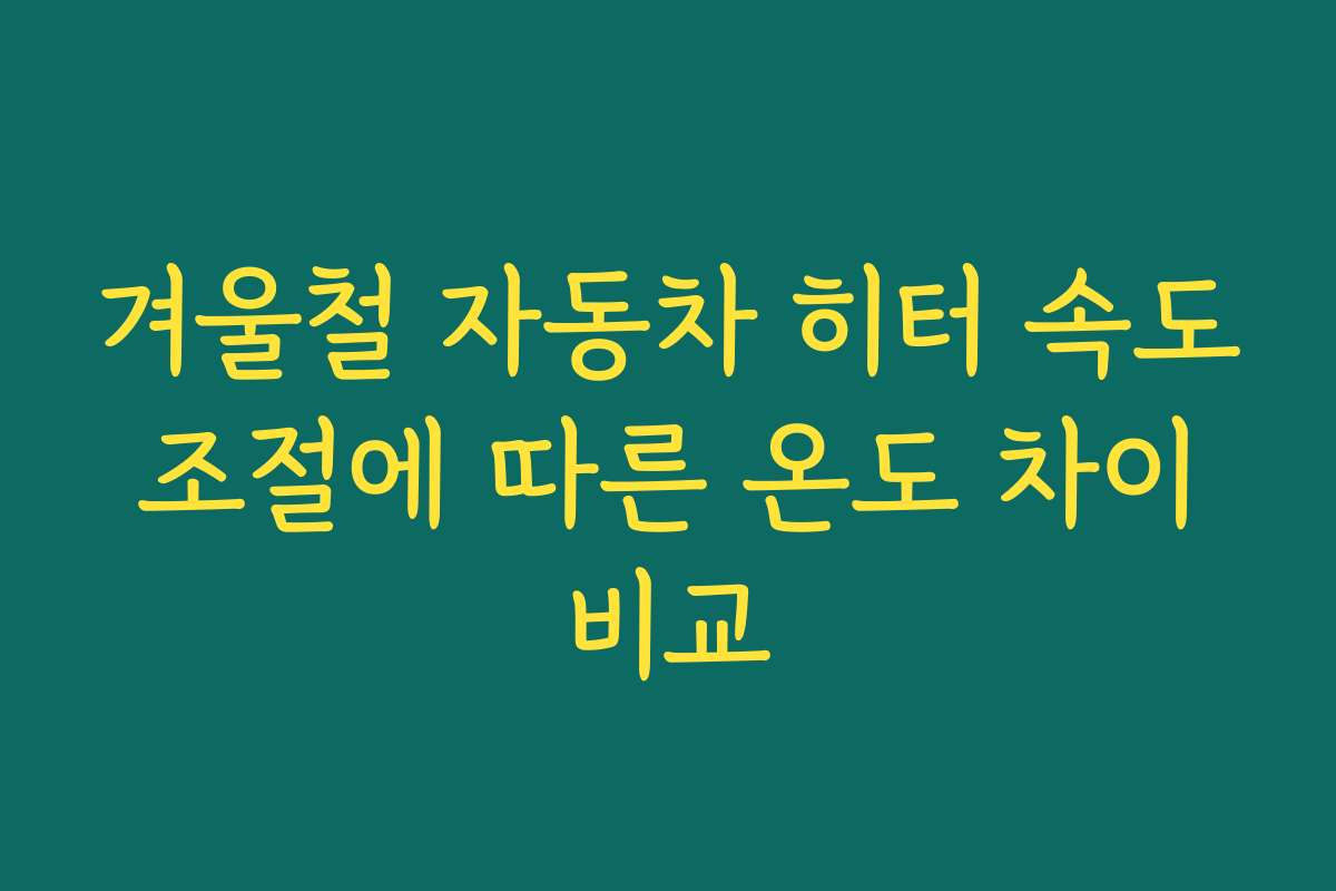 겨울철 자동차 히터 속도 조절에 따른 온도 차이 비교