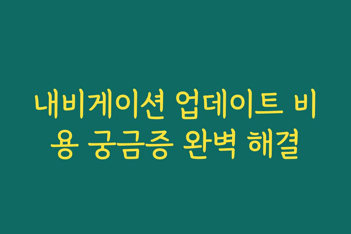 내비게이션 업데이트 비용 궁금증 완벽 해결