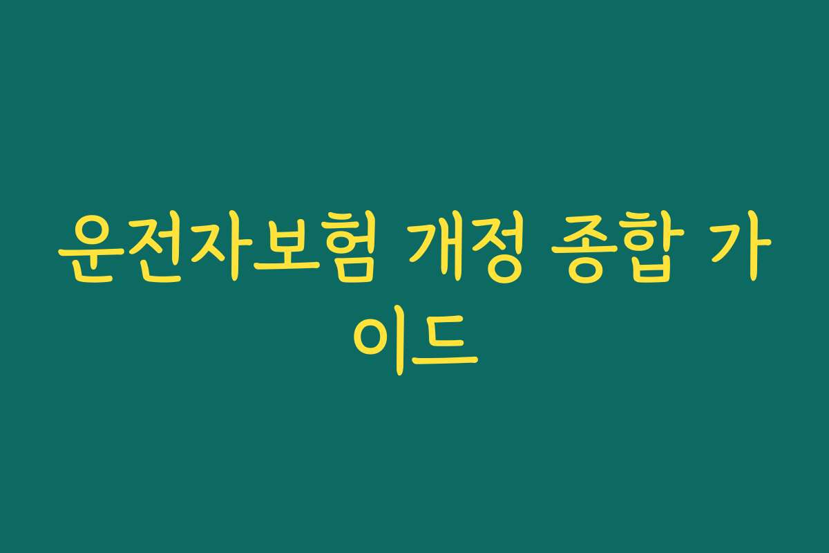 운전자보험 개정 종합 가이드