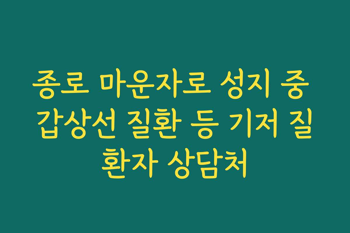 종로 마운자로 성지 중 갑상선 질환 등 기저 질환자 상담처