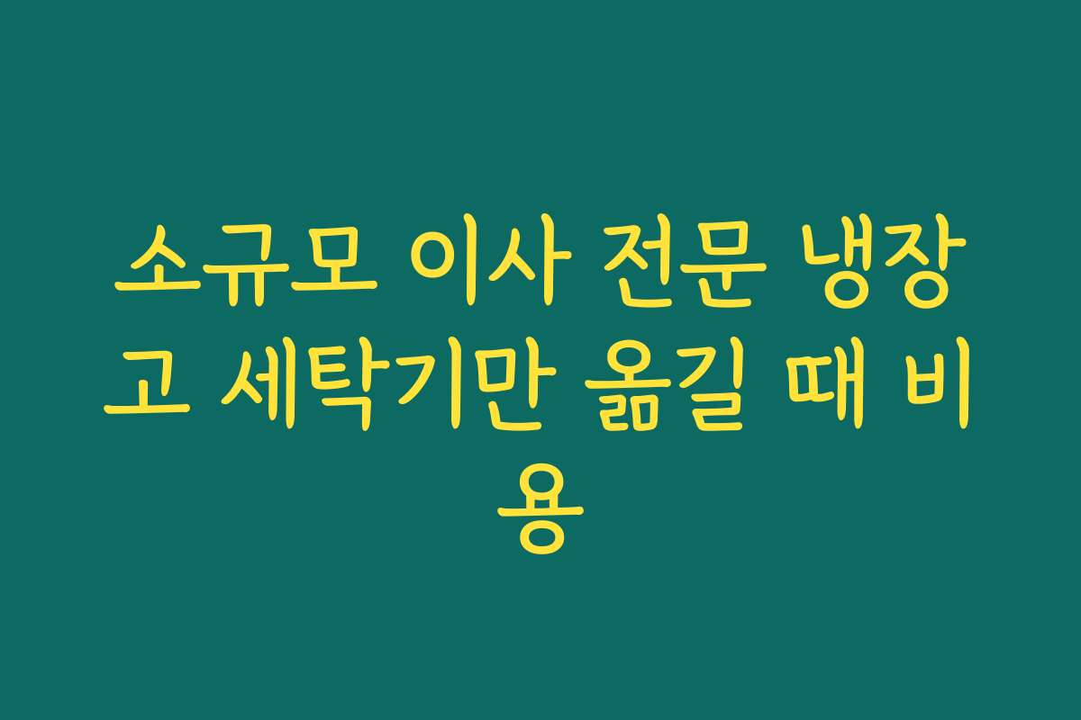 소규모 이사 전문 냉장고 세탁기만 옮길 때 비용