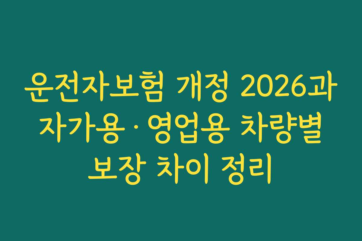 운전자보험 개정 2026과 자가용·영업용 차량별 보장 차이 정리