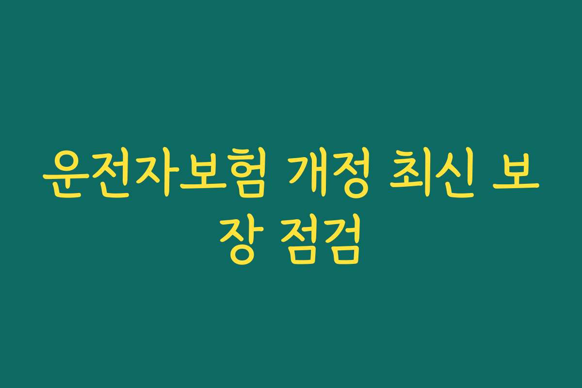 운전자보험 개정 최신 보장 점검