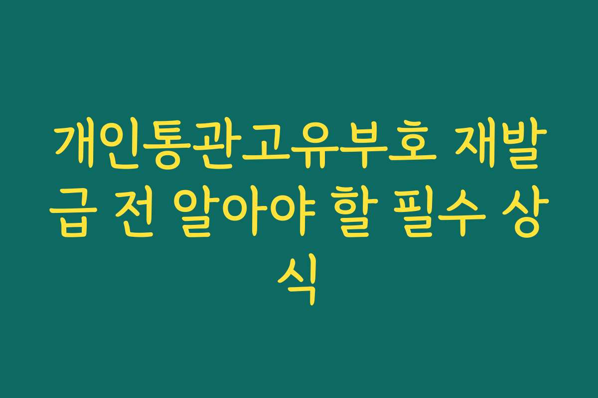 개인통관고유부호 재발급 전 알아야 할 필수 상식
