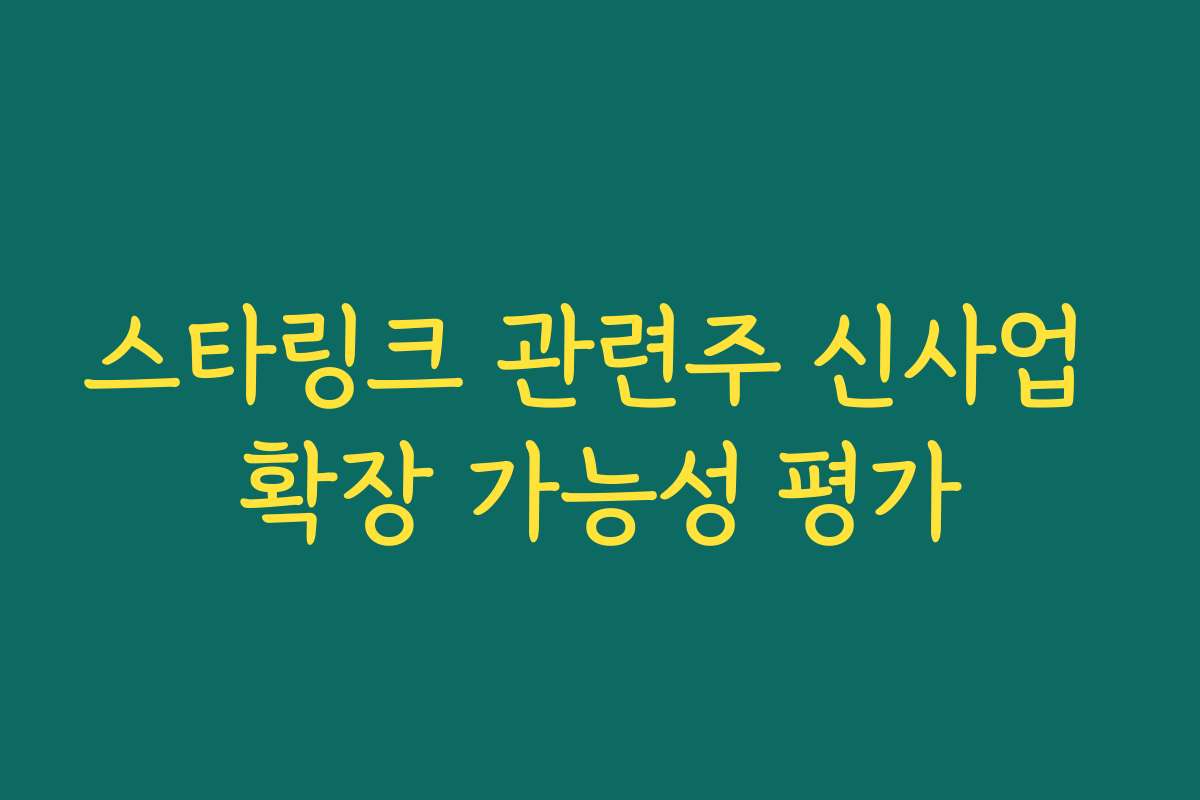 스타링크 관련주 신사업 확장 가능성 평가