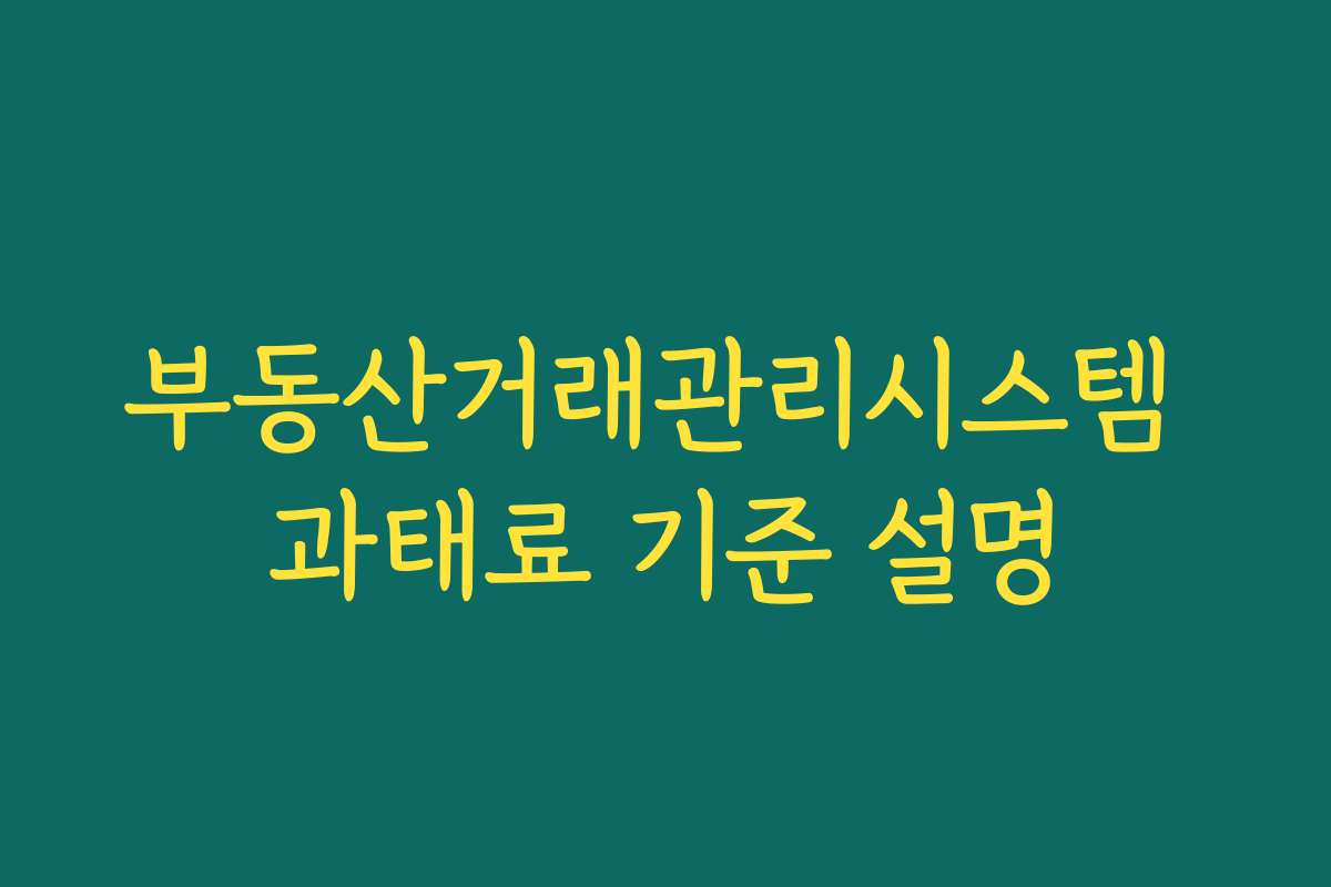 부동산거래관리시스템 과태료 기준 설명