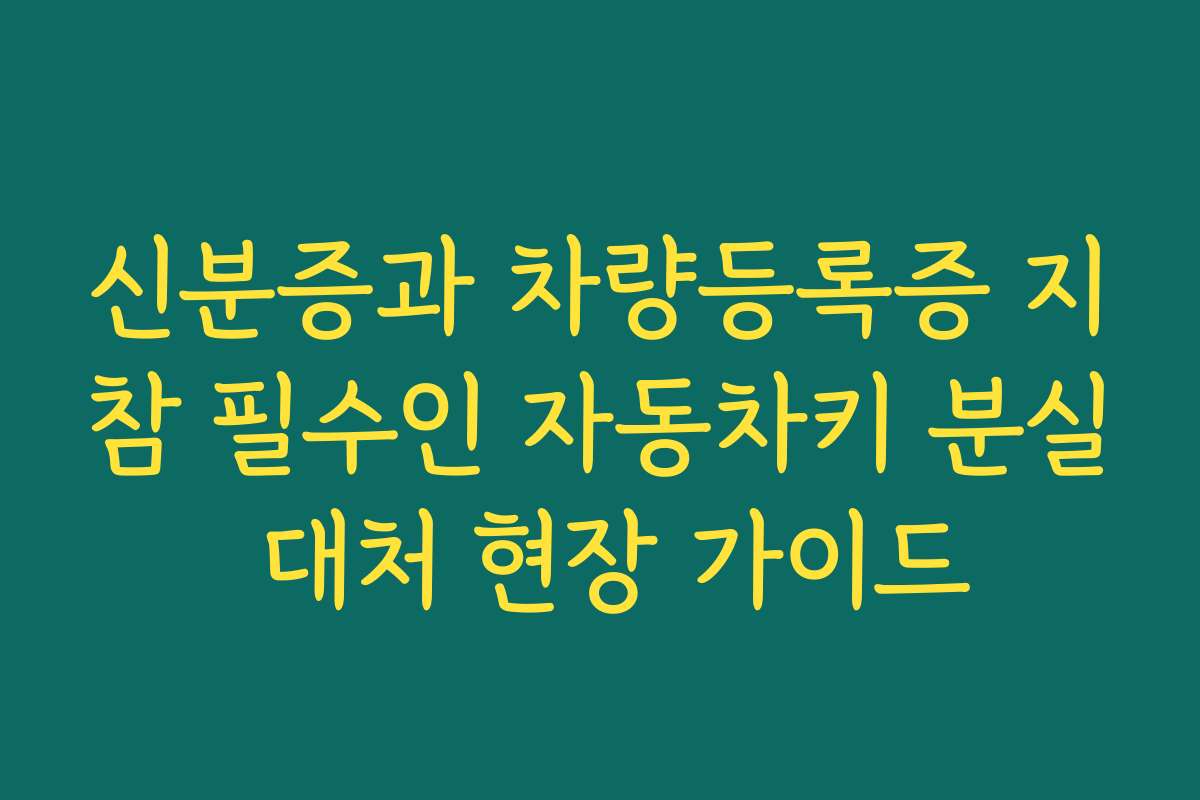 신분증과 차량등록증 지참 필수인 자동차키 분실 대처 현장 가이드