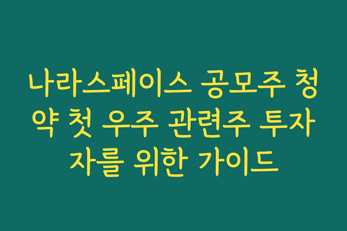 나라스페이스 공모주 청약 첫 우주 관련주 투자자를 위한 가이드