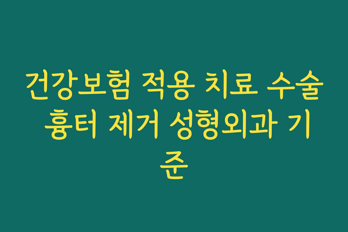 건강보험 적용 치료 수술 흉터 제거 성형외과 기준