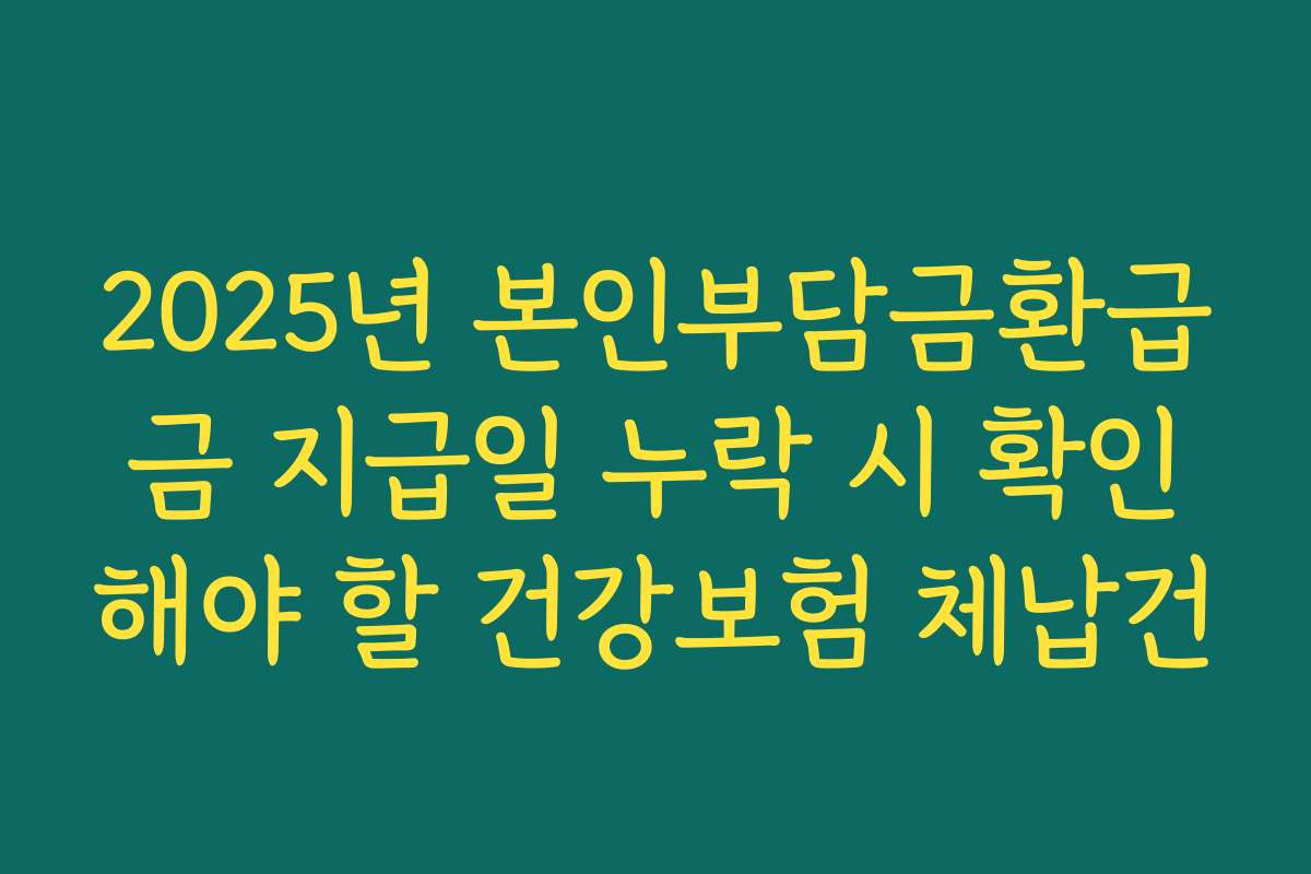 2025년 본인부담금환급금 지급일 누락 시 확인해야 할 건강보험 체납건