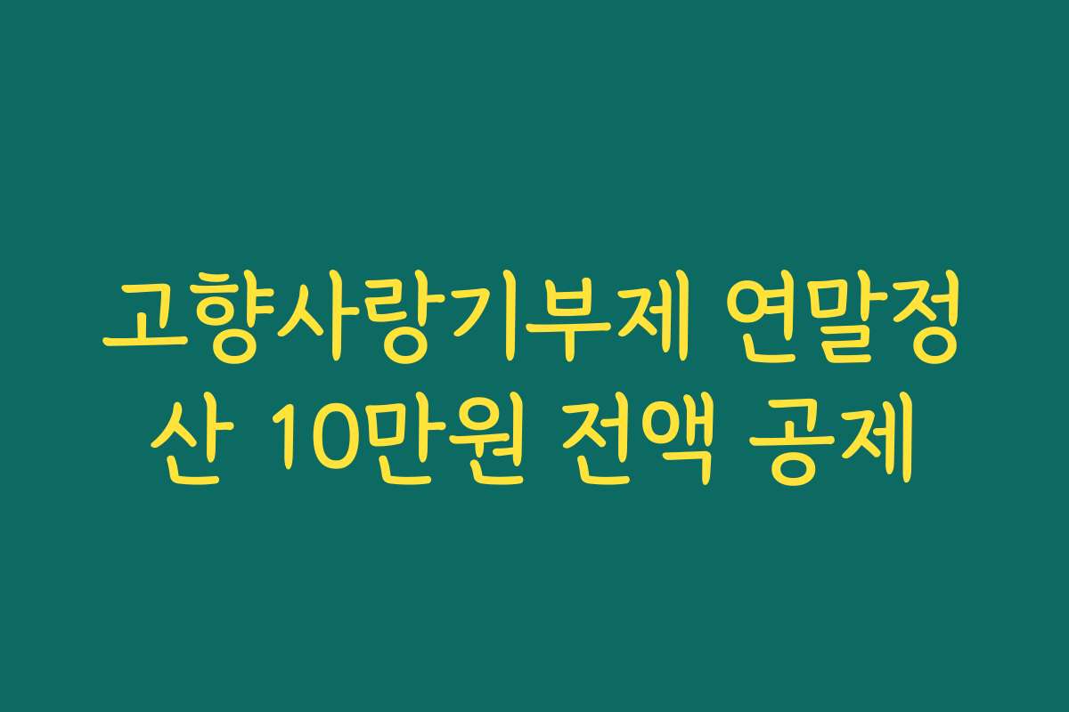 고향사랑기부제 연말정산 10만원 전액 공제