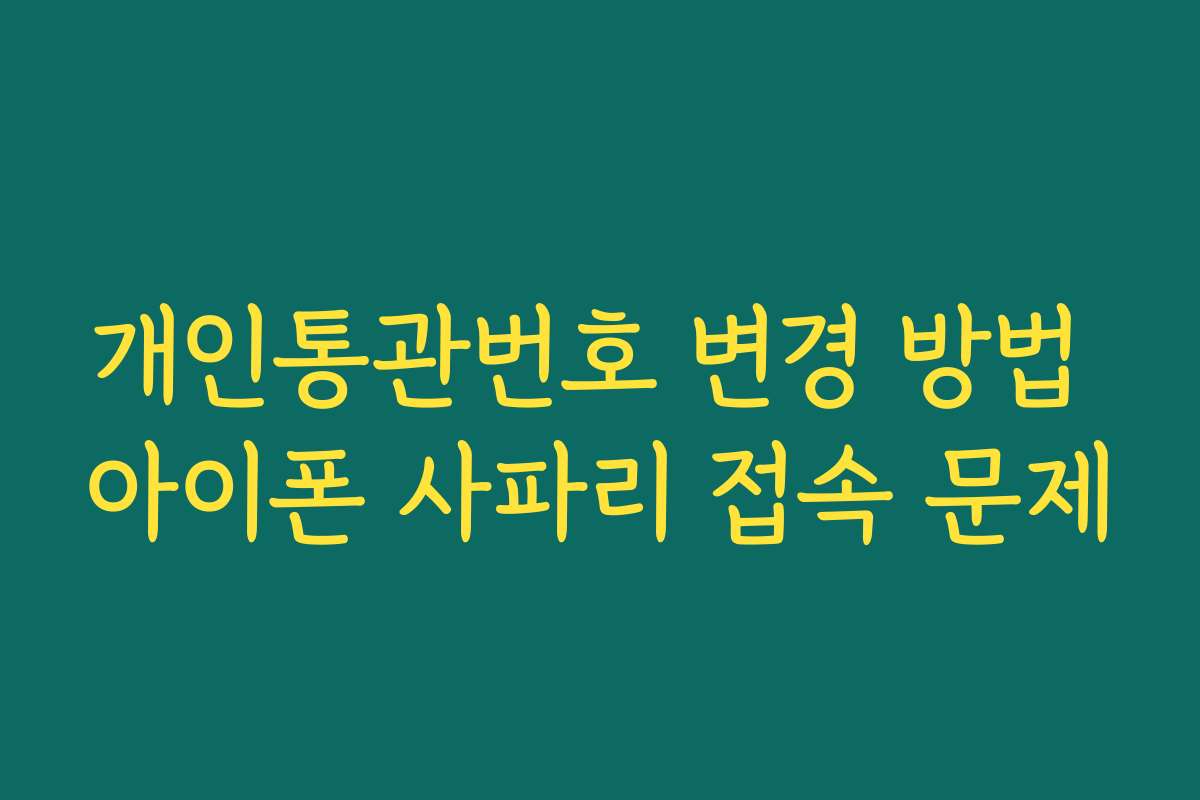 개인통관번호 변경 방법 아이폰 사파리 접속 문제