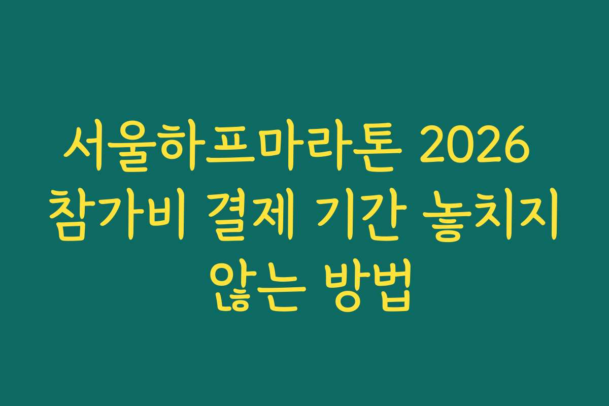 서울하프마라톤 2026 참가비 결제 기간 놓치지 않는 방법