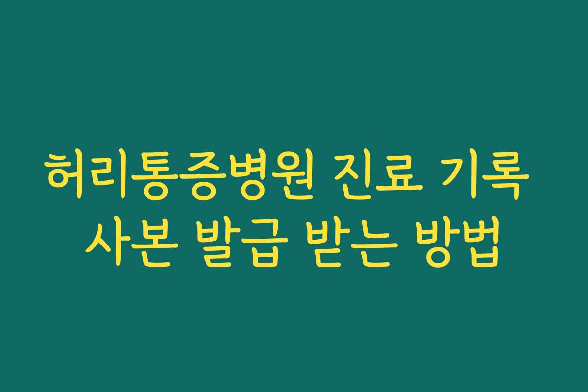 허리통증병원 진료 기록 사본 발급 받는 방법