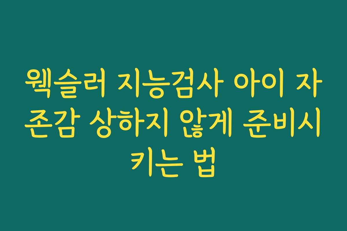 웩슬러 지능검사 아이 자존감 상하지 않게 준비시키는 법
