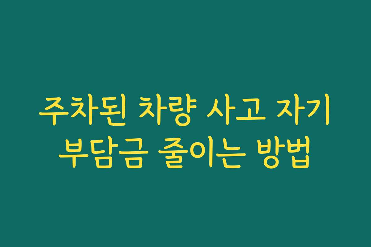 주차된 차량 사고 자기부담금 줄이는 방법