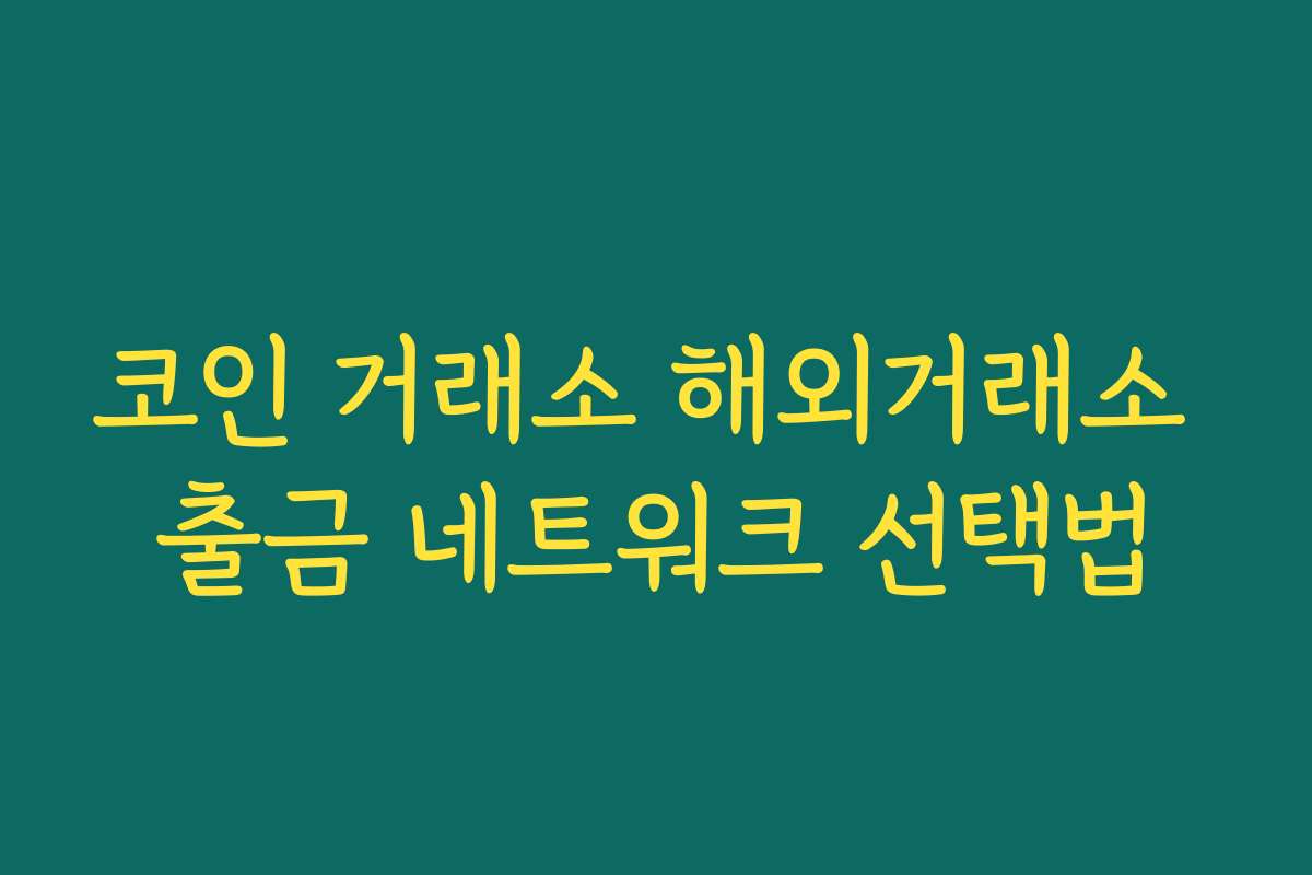 코인 거래소 해외거래소 출금 네트워크 선택법