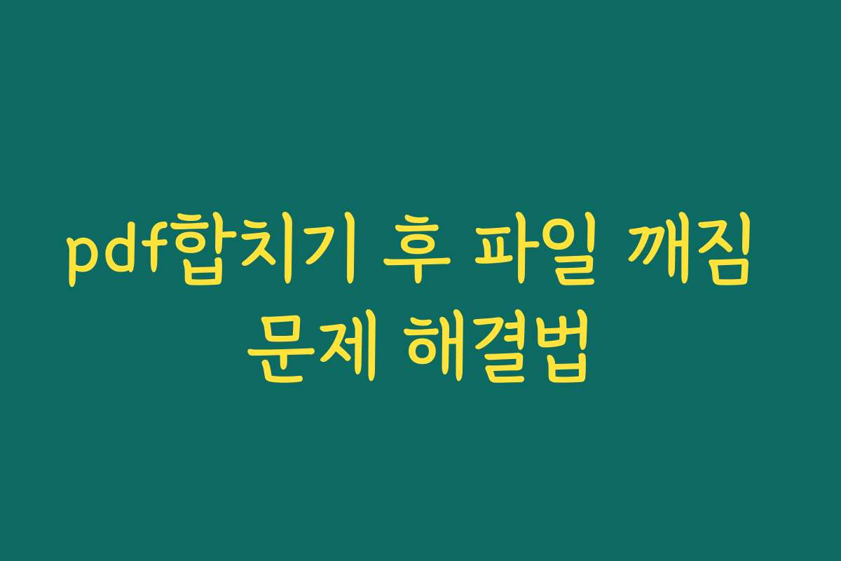 pdf합치기 후 파일 깨짐 문제 해결법