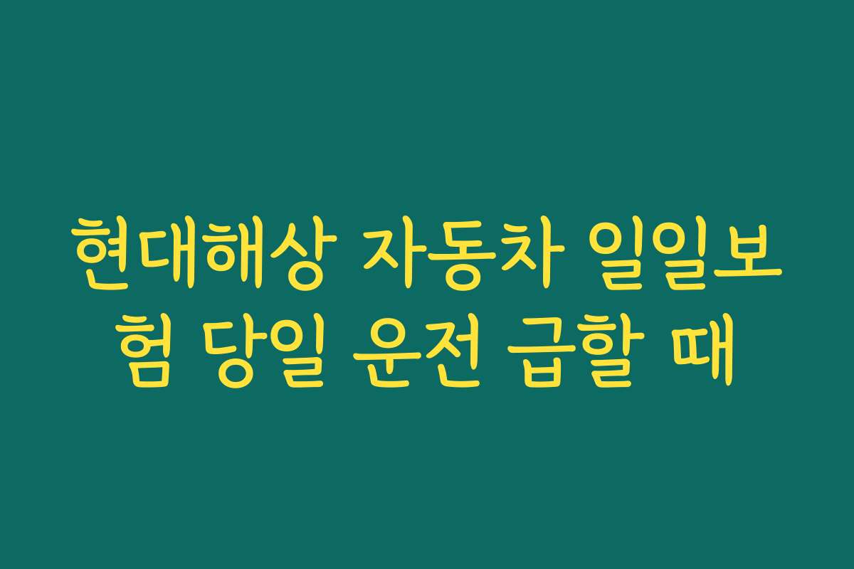 현대해상 자동차 일일보험 당일 운전 급할 때