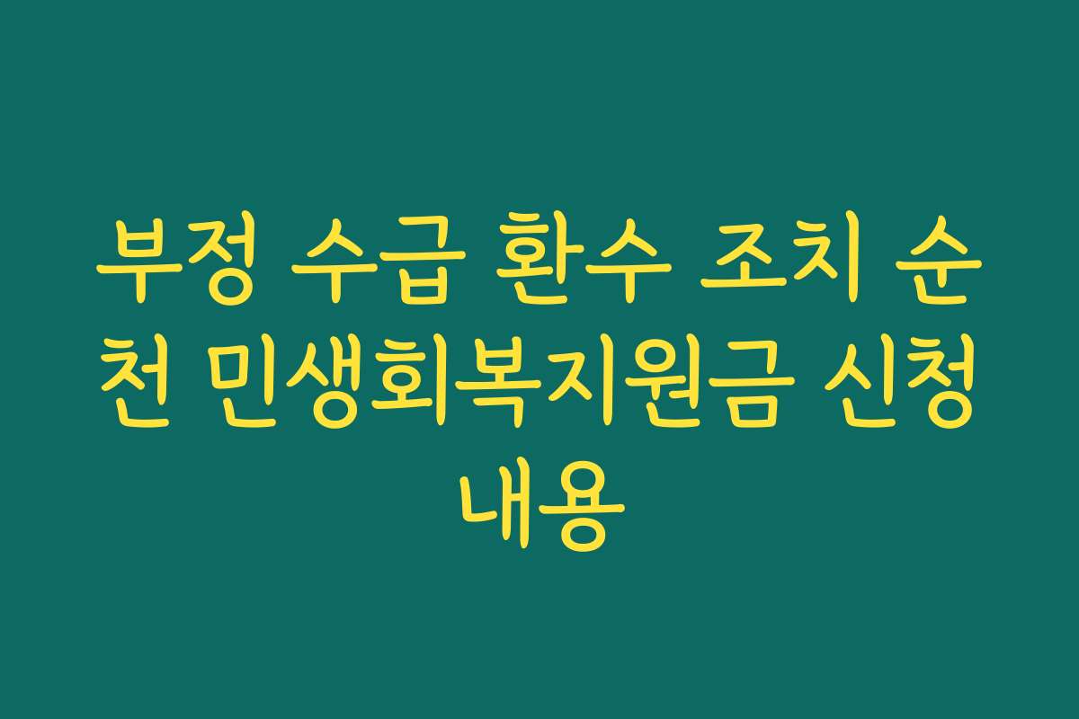 부정 수급 환수 조치 순천 민생회복지원금 신청내용