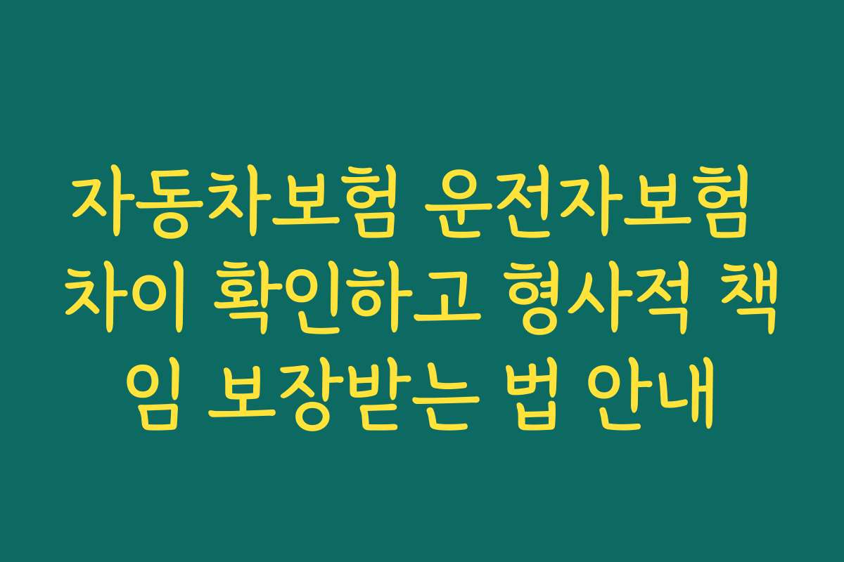 자동차보험 운전자보험 차이 확인하고 형사적 책임 보장받는 법 안내