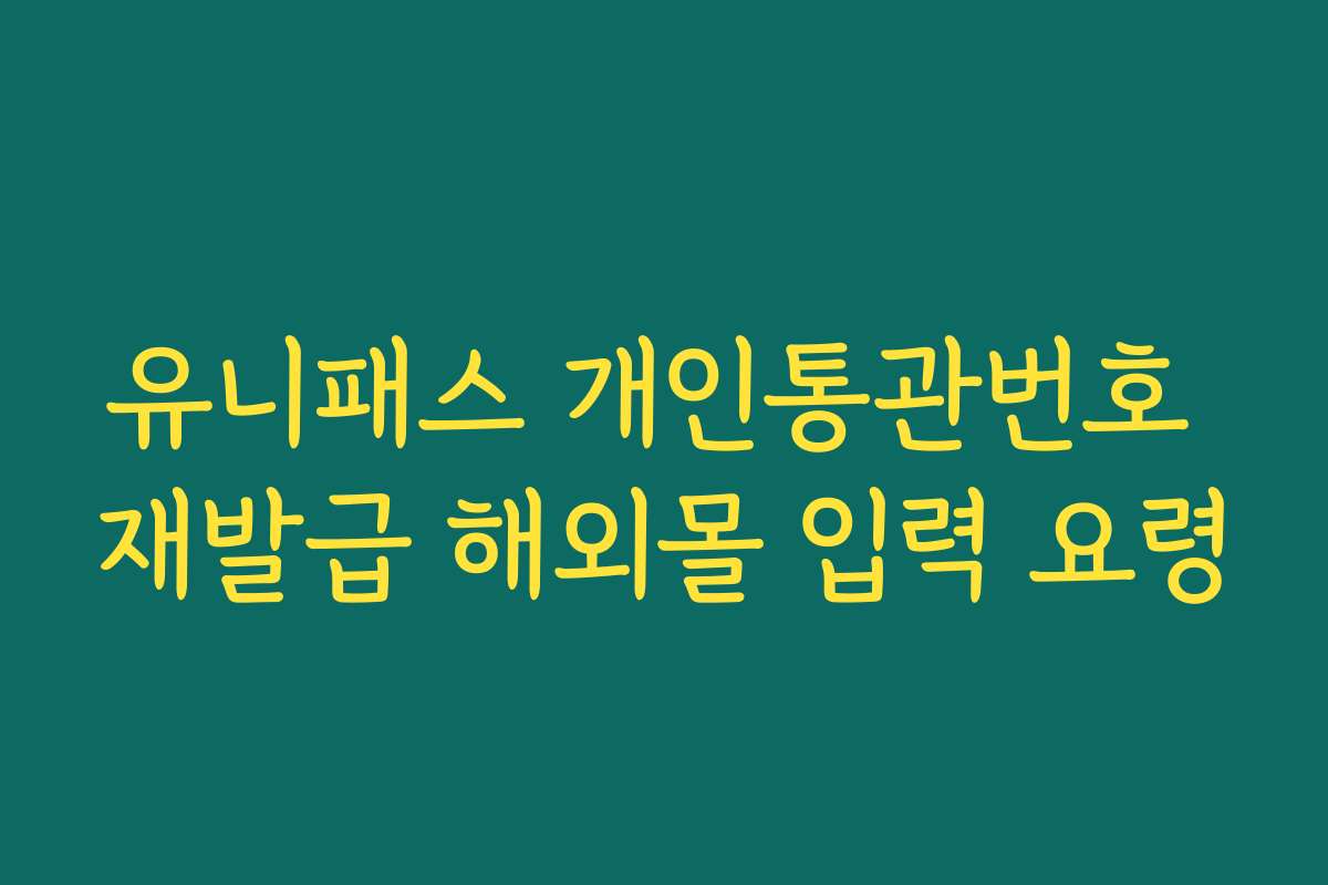 유니패스 개인통관번호 재발급 해외몰 입력 요령