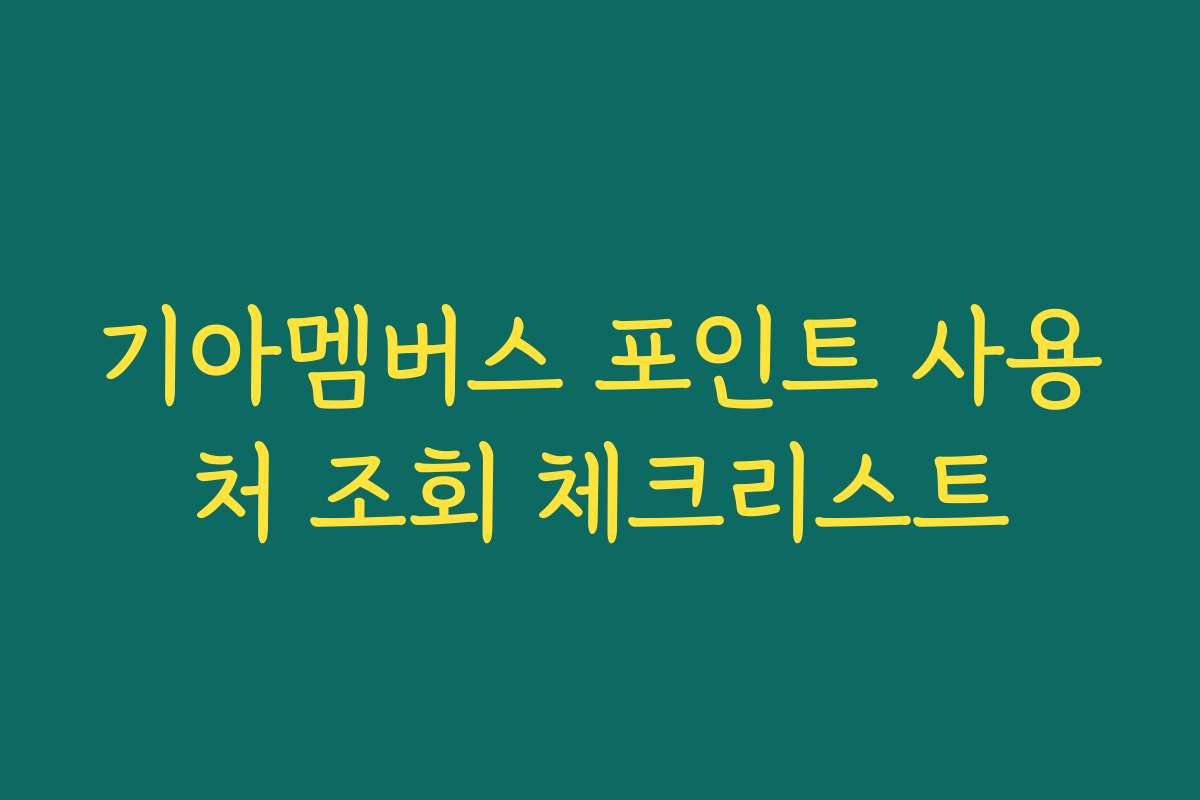기아멤버스 포인트 사용처 조회 체크리스트