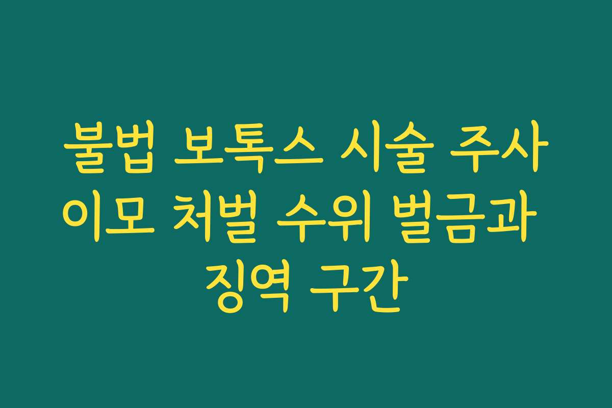 불법 보톡스 시술 주사이모 처벌 수위 벌금과 징역 구간