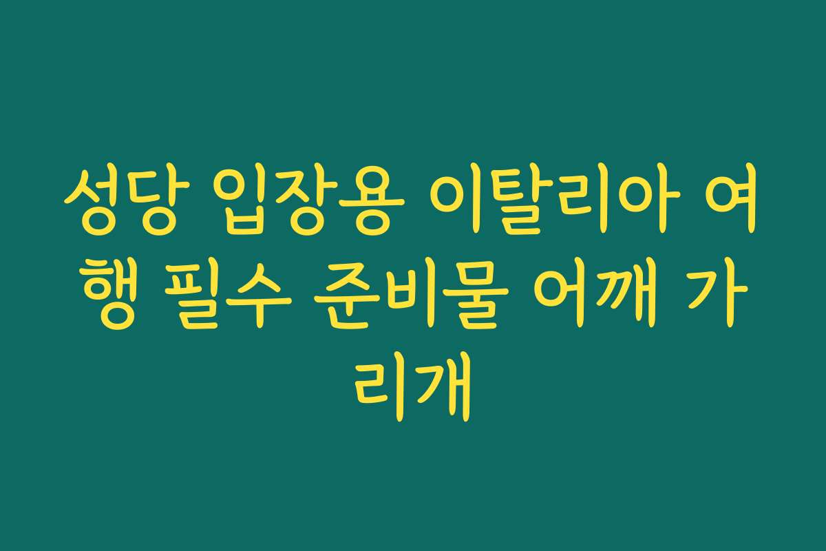 성당 입장용 이탈리아 여행 필수 준비물 어깨 가리개