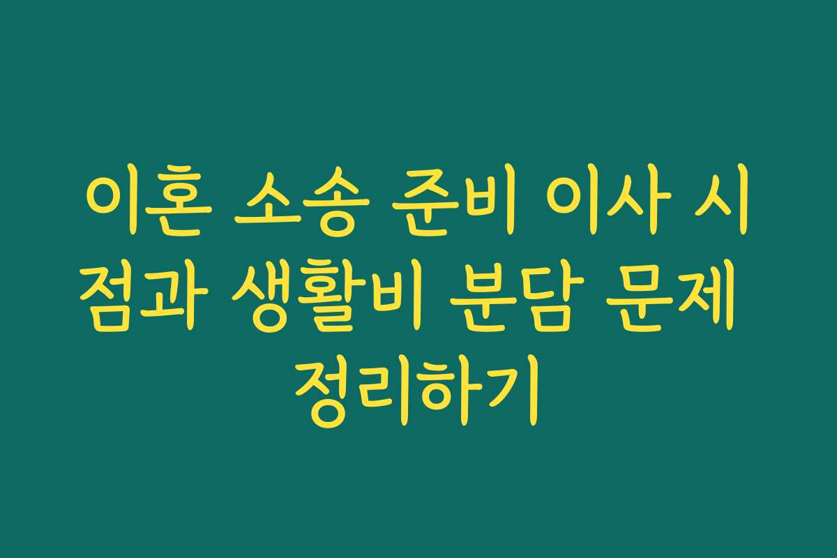 이혼 소송 준비 이사 시점과 생활비 분담 문제 정리하기