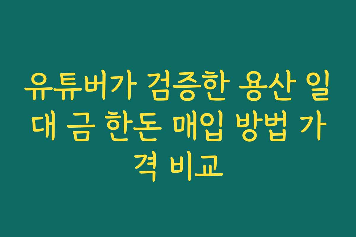 유튜버가 검증한 용산 일대 금 한돈 매입 방법 가격 비교