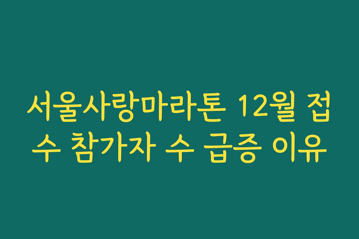 서울사랑마라톤 12월 접수 참가자 수 급증 이유