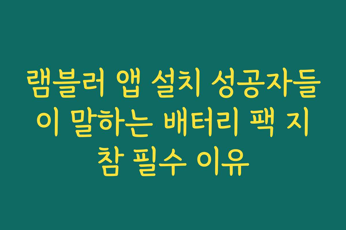 램블러 앱 설치 성공자들이 말하는 배터리 팩 지참 필수 이유