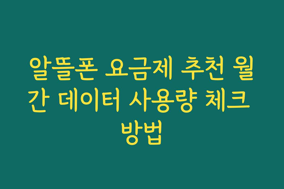 알뜰폰 요금제 추천 월간 데이터 사용량 체크 방법