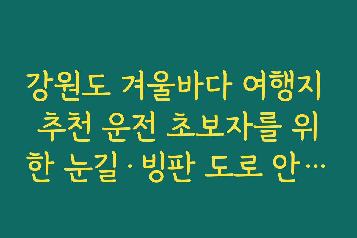 강원도 겨울바다 여행지 추천 운전 초보자를 위한 눈길·빙판 도로 안전 운전 팁