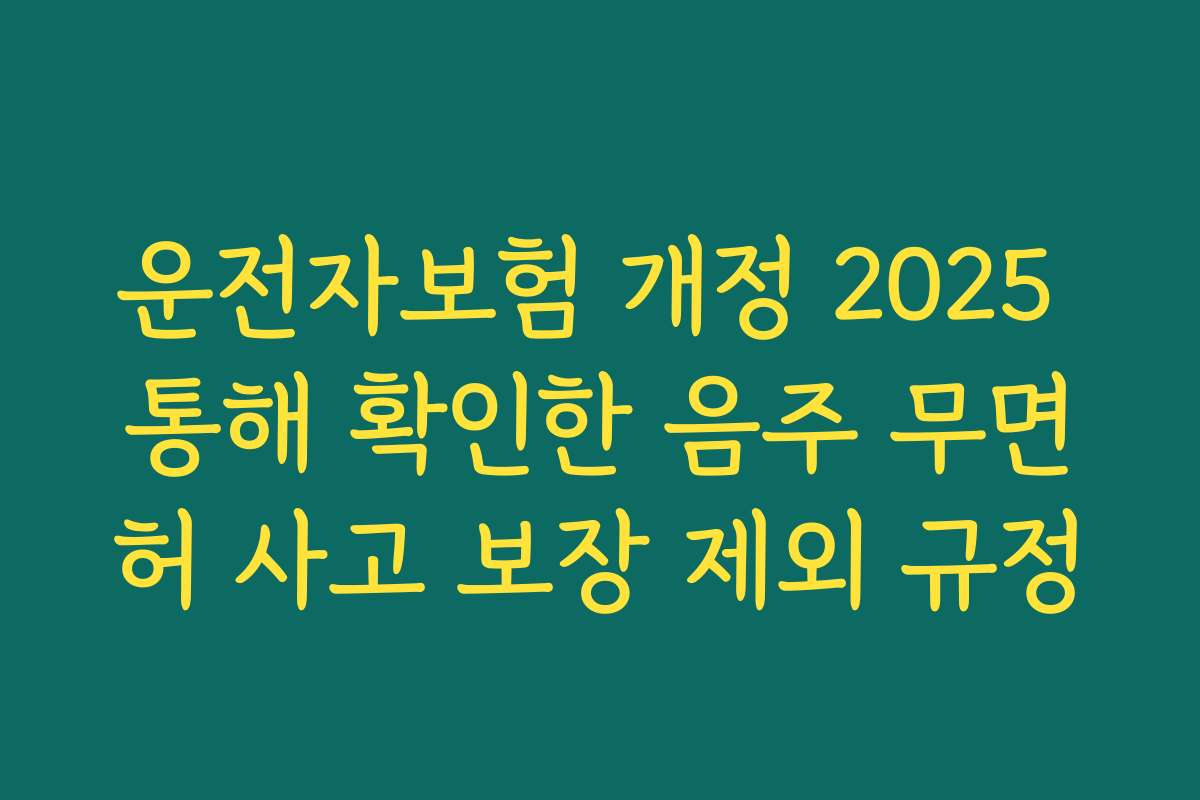 운전자보험 개정 2025 통해 확인한 음주 무면허 사고 보장 제외 규정