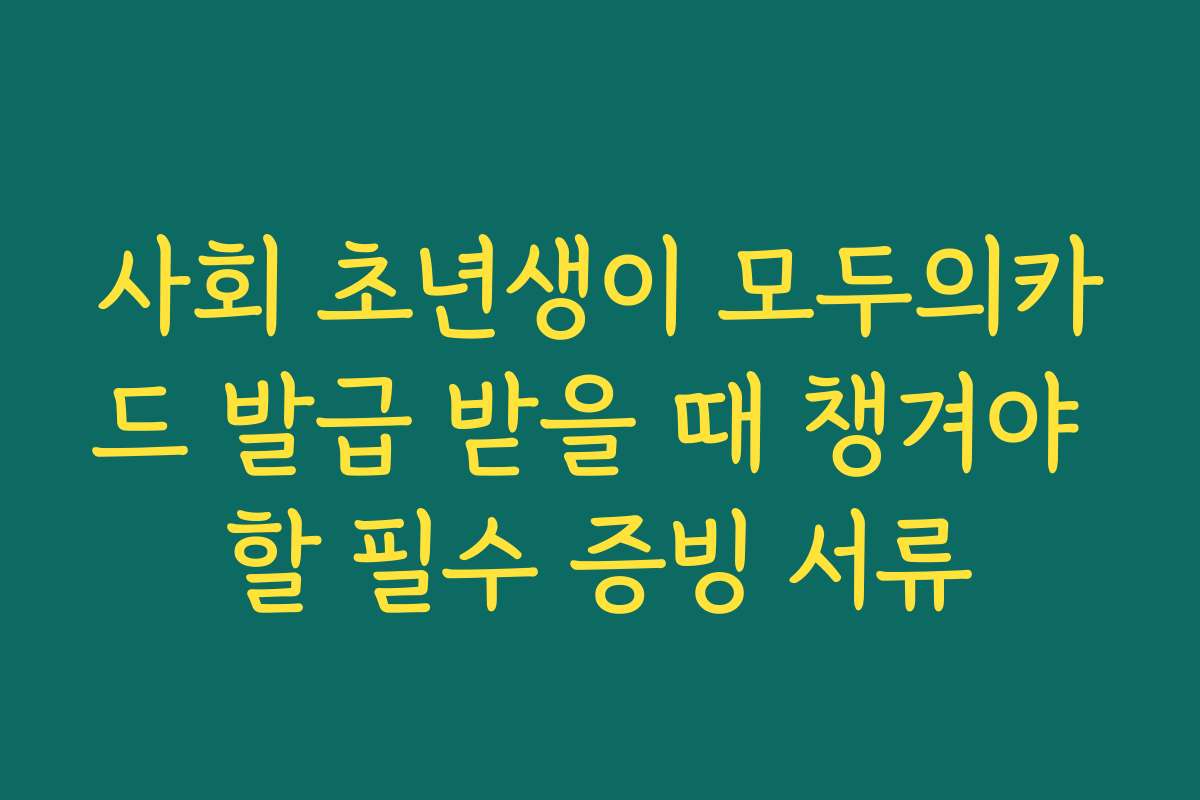 사회 초년생이 모두의카드 발급 받을 때 챙겨야 할 필수 증빙 서류