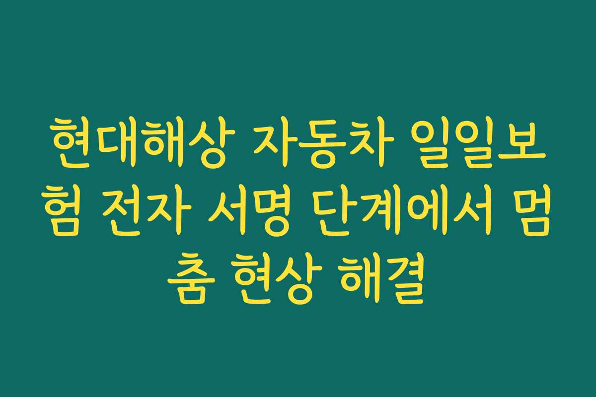 현대해상 자동차 일일보험 전자 서명 단계에서 멈춤 현상 해결