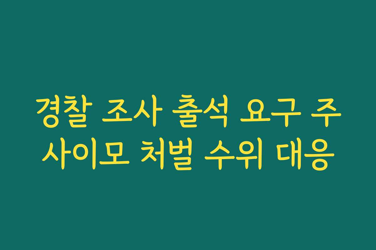 경찰 조사 출석 요구 주사이모 처벌 수위 대응