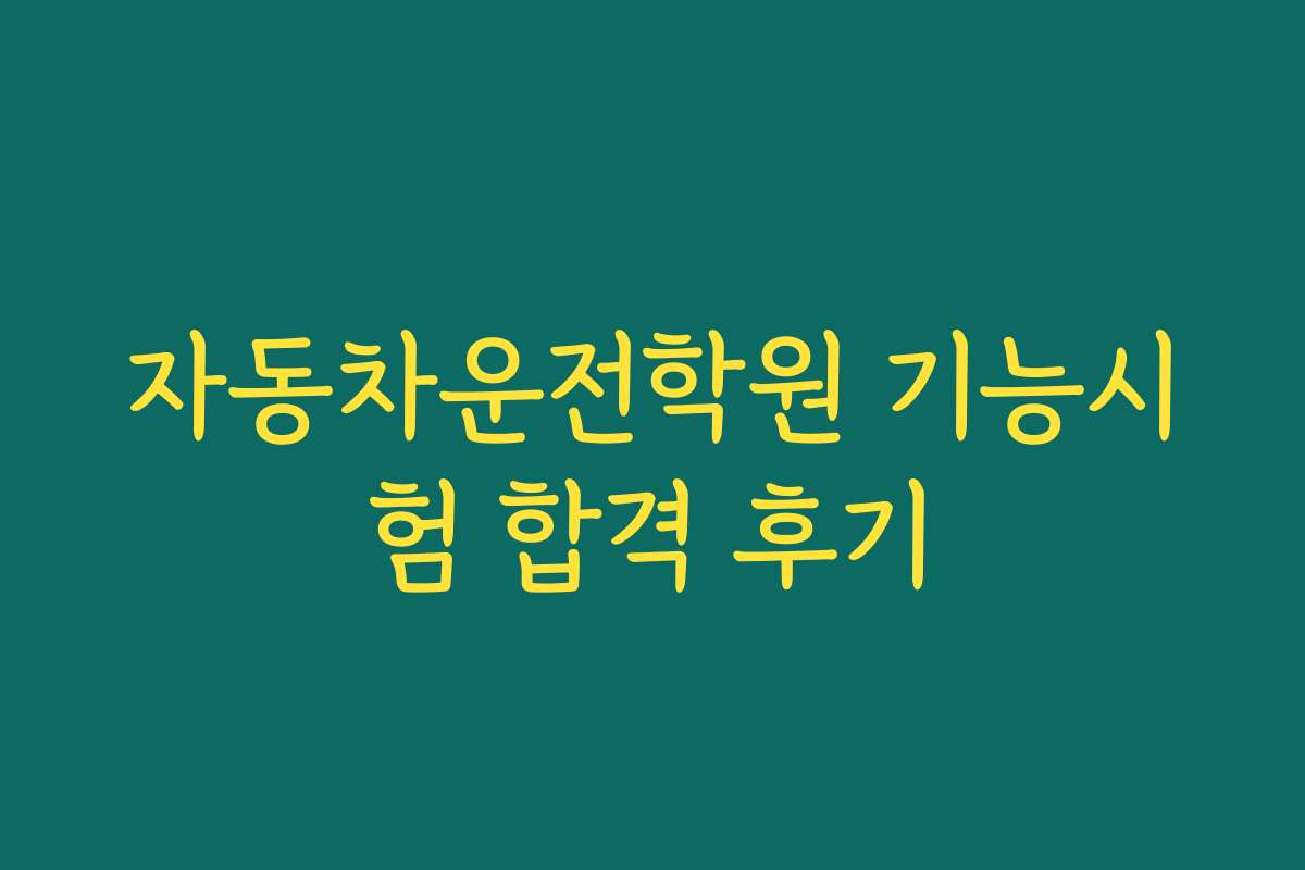 자동차운전학원 기능시험 합격 후기