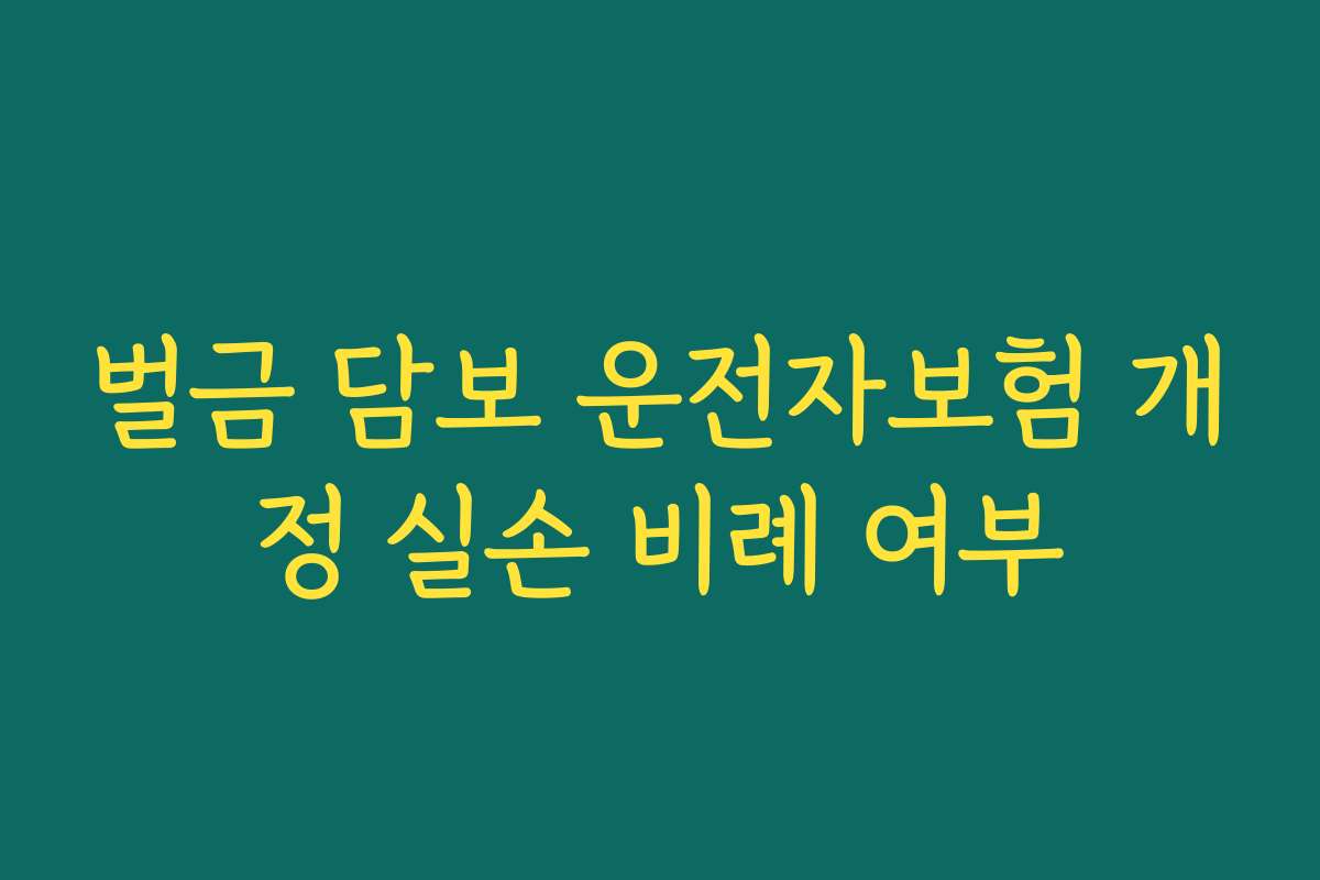 벌금 담보 운전자보험 개정 실손 비례 여부