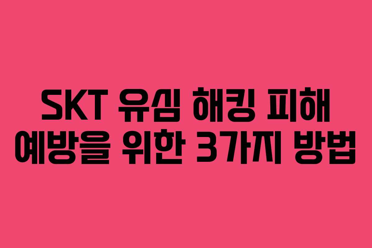 SKT 유심 해킹 피해 예방을 위한 3가지 방법