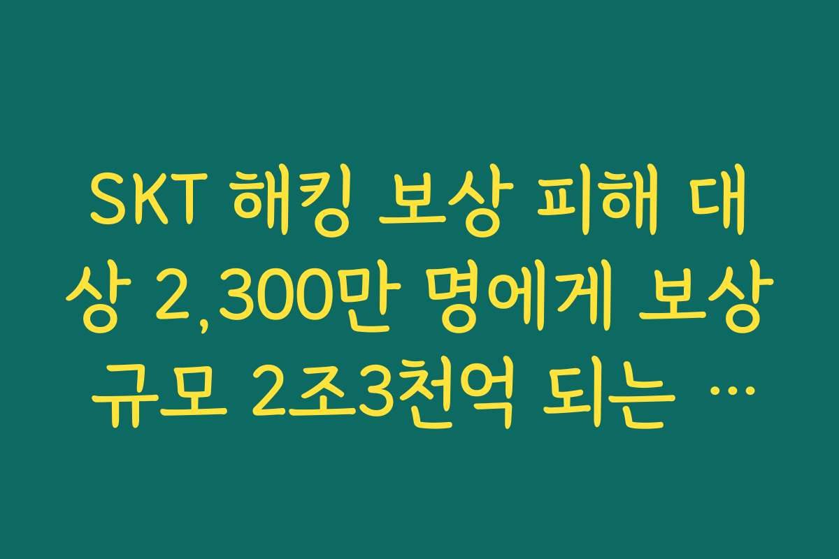 SKT 해킹 보상 피해 대상 2,300만 명에게 보상 규모 2조3천억 되는 이유 설명