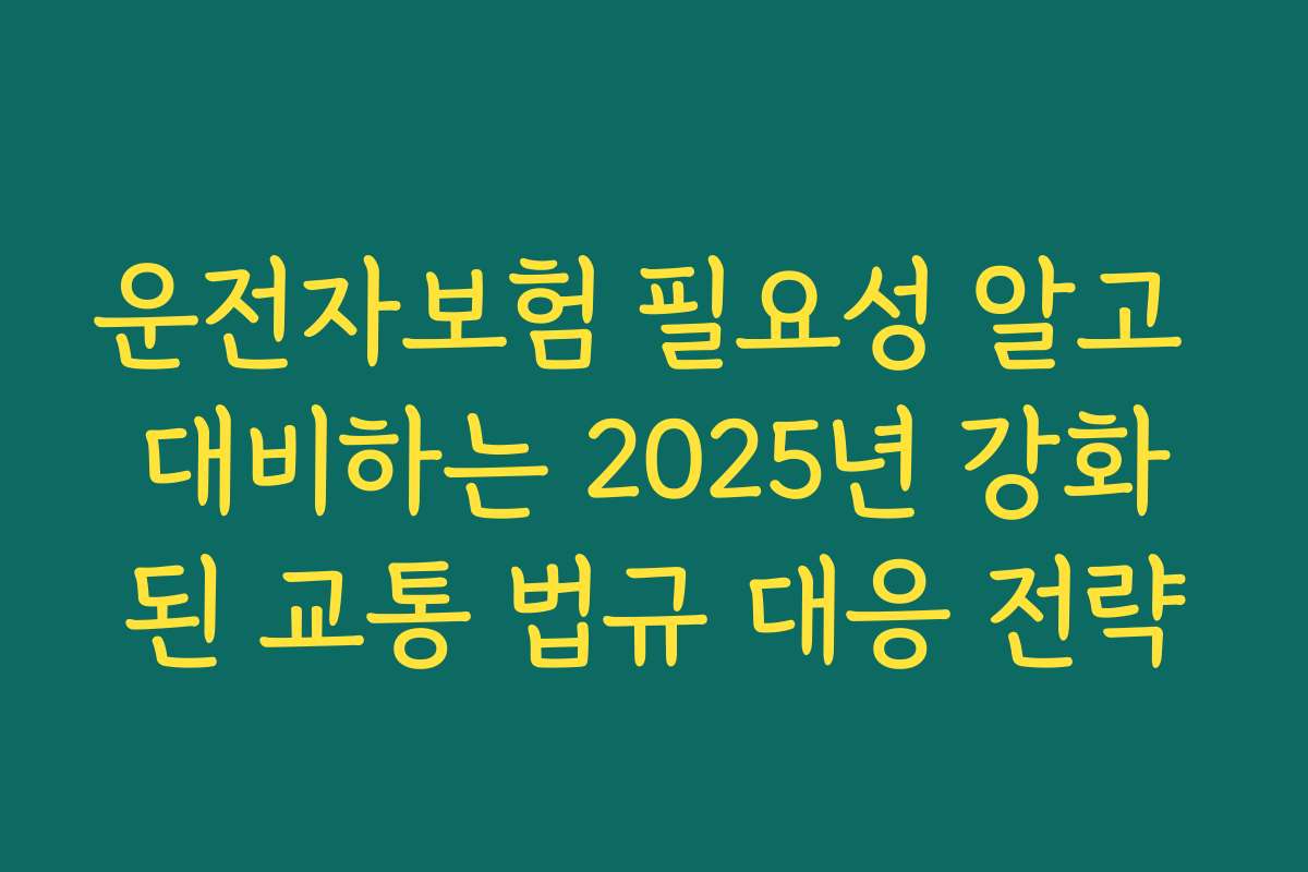 운전자보험 필요성 알고 대비하는 2025년 강화된 교통 법규 대응 전략