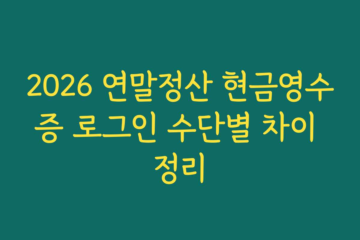 2026 연말정산 현금영수증 로그인 수단별 차이 정리