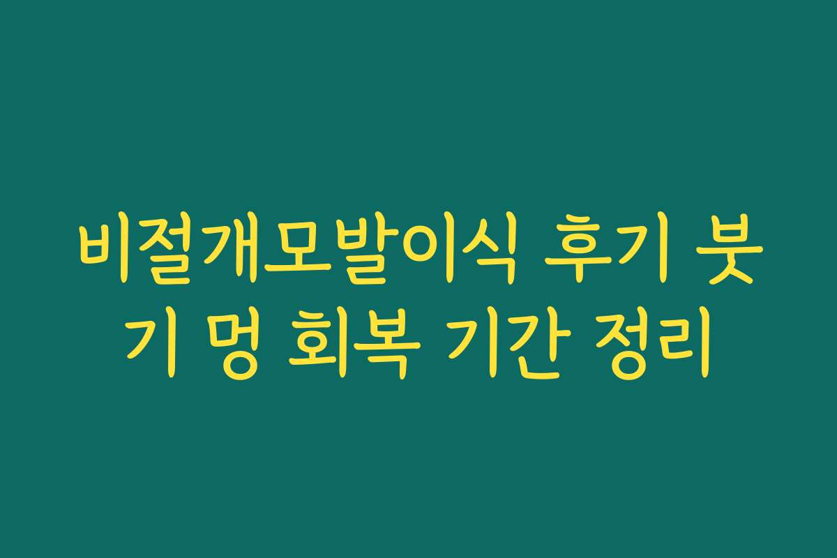 비절개모발이식 후기 붓기 멍 회복 기간 정리