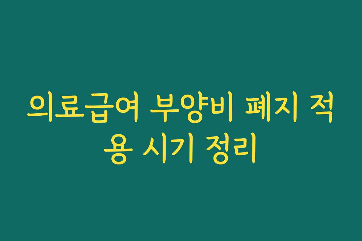 의료급여 부양비 폐지 적용 시기 정리