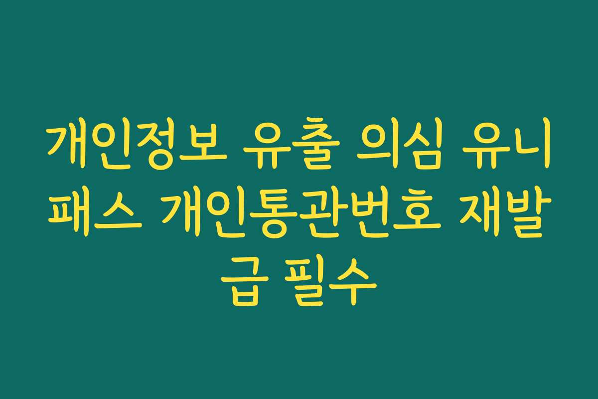 개인정보 유출 의심 유니패스 개인통관번호 재발급 필수