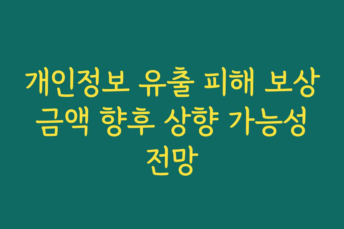 개인정보 유출 피해 보상 금액 향후 상향 가능성 전망