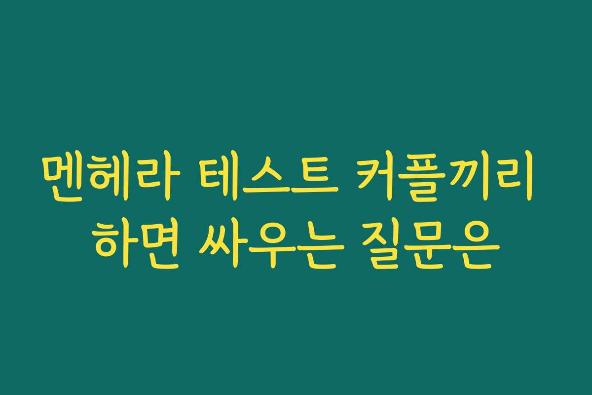 멘헤라 테스트 커플끼리 하면 싸우는 질문은